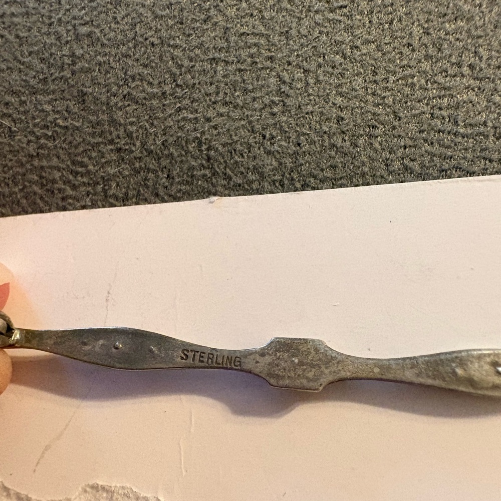 Vintage Art Deco Diamond Bar Rhinestone Sterling Silver Brooch Lapel Pin - Picture 6 of 8